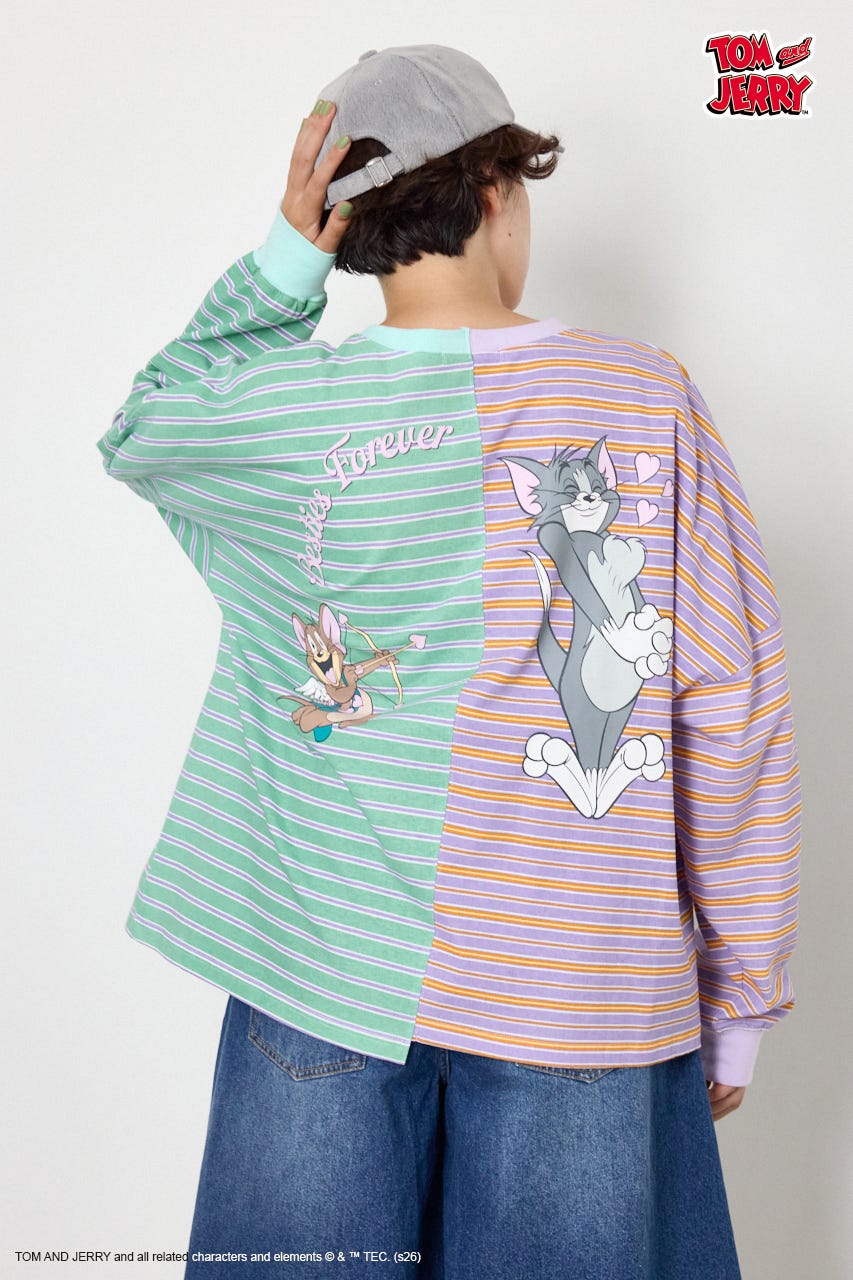 (TOM and JERRY)カスタムボーダーロンTEE 柄PUR FREE