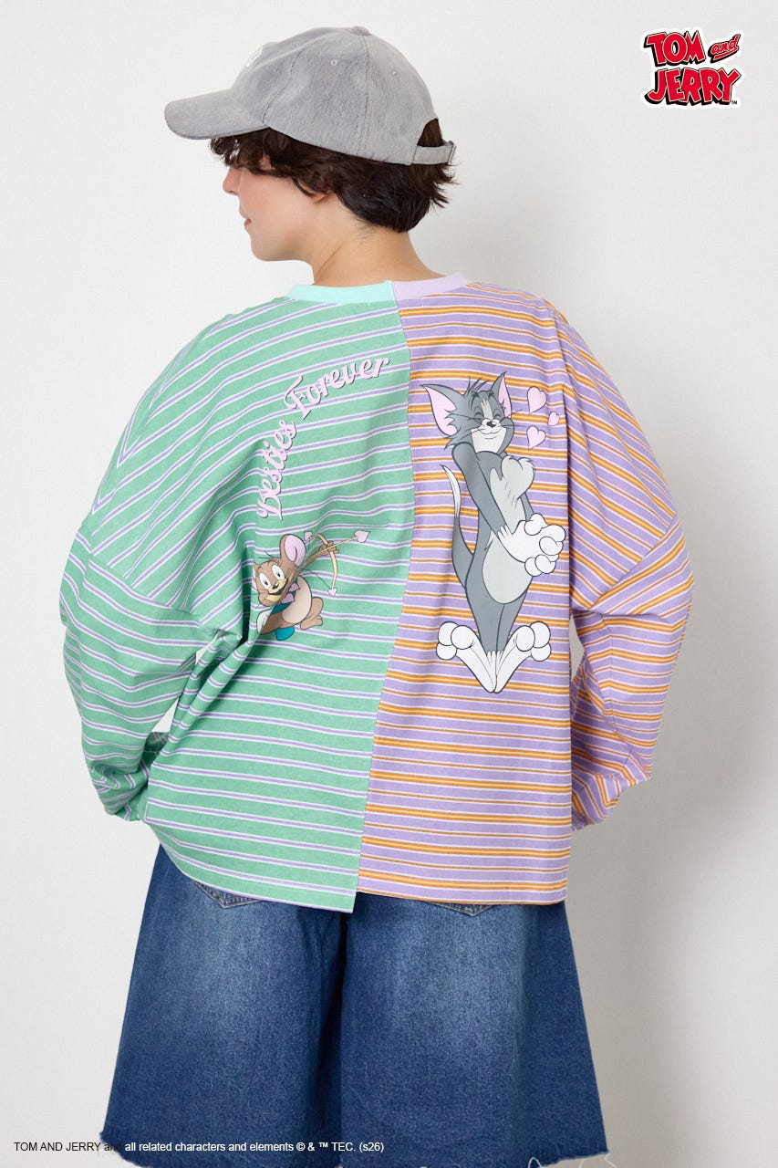 (TOM and JERRY)カスタムボーダーロンTEE 柄PUR FREE