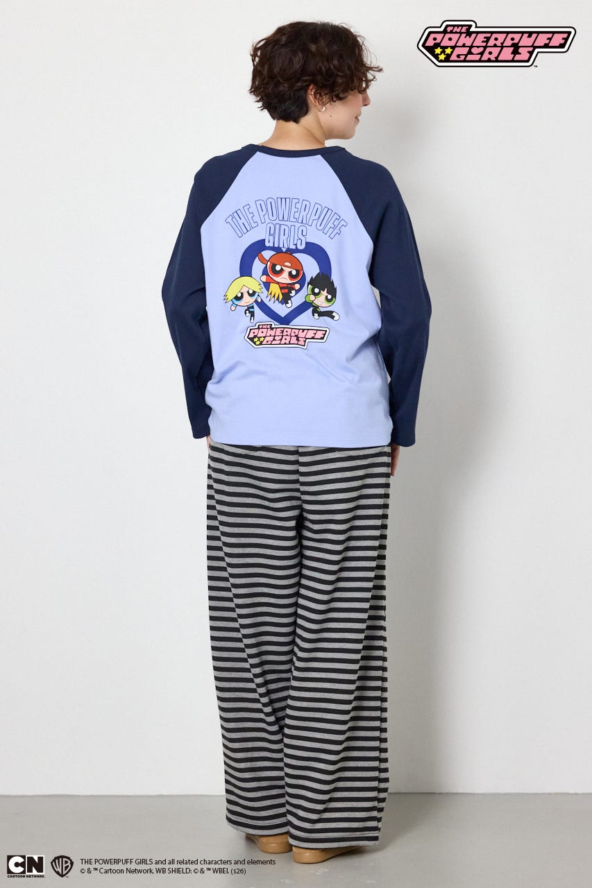 (パワーパフ ガールズ)ラグランロングスリーブTシャツ 柄BLU S