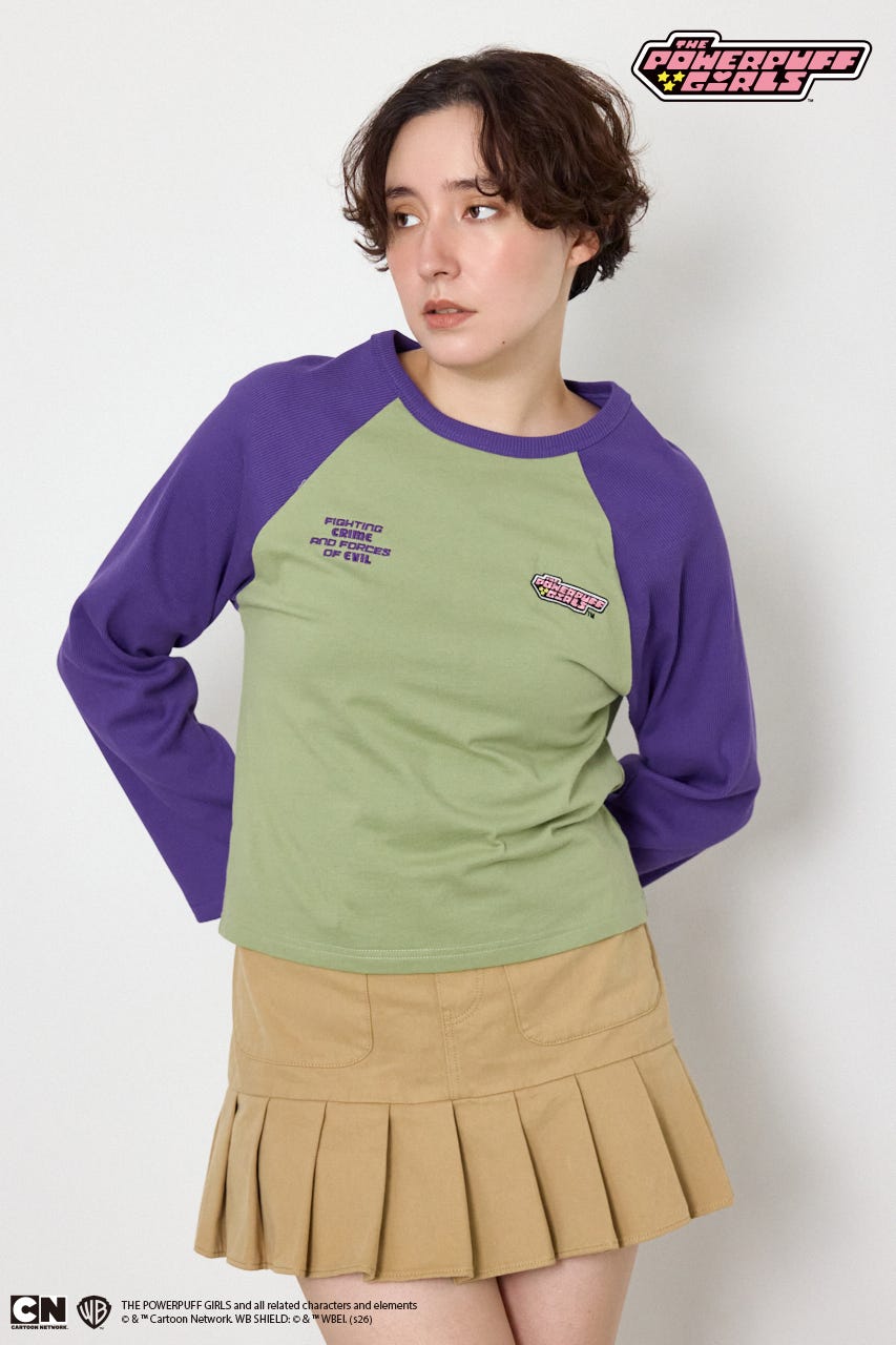 (パワーパフ ガールズ)ラグランロングスリーブTシャツ 柄KHA S