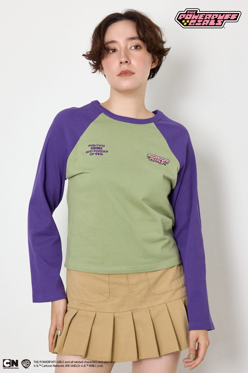 (パワーパフ ガールズ)ラグランロングスリーブTシャツ 柄KHA S