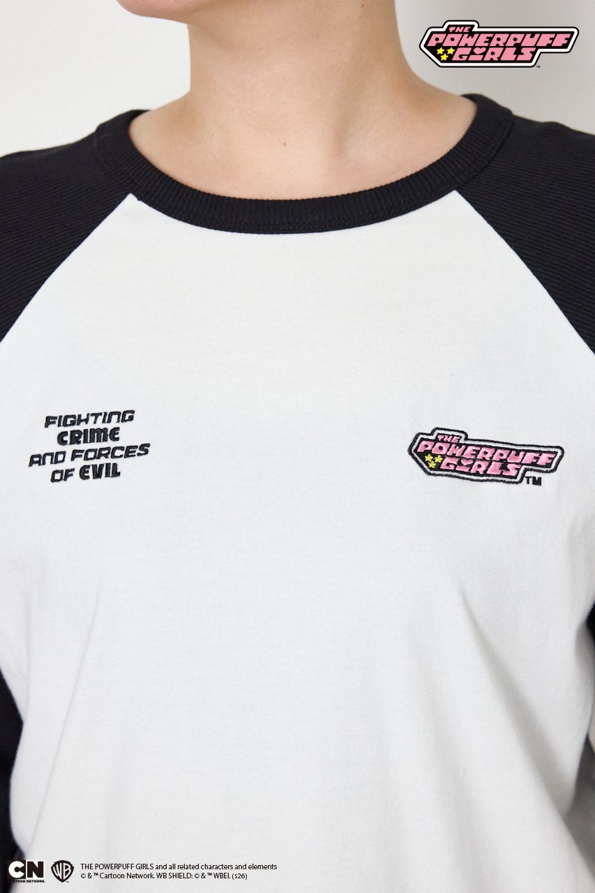 (パワーパフ ガールズ)ラグランロングスリーブTシャツ 柄WHT S