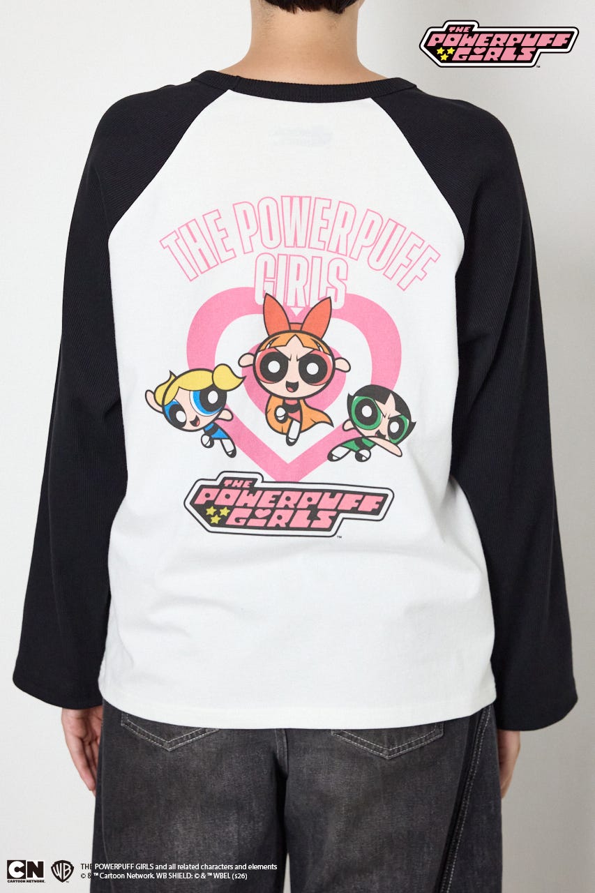 (パワーパフ ガールズ)ラグランロングスリーブTシャツ 柄WHT S