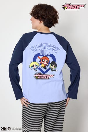 (パワーパフ ガールズ)ラグランロングスリーブTシャツ
