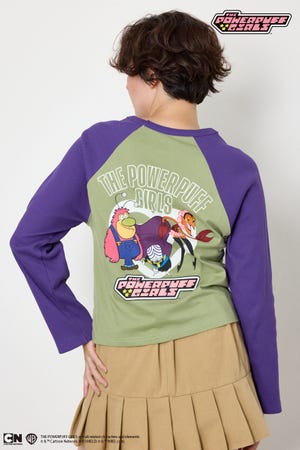 (パワーパフ ガールズ)ラグランロングスリーブTシャツ