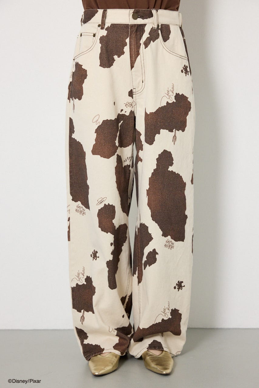 (TOY STORY)COW PATTERN パンツ 柄WHT M