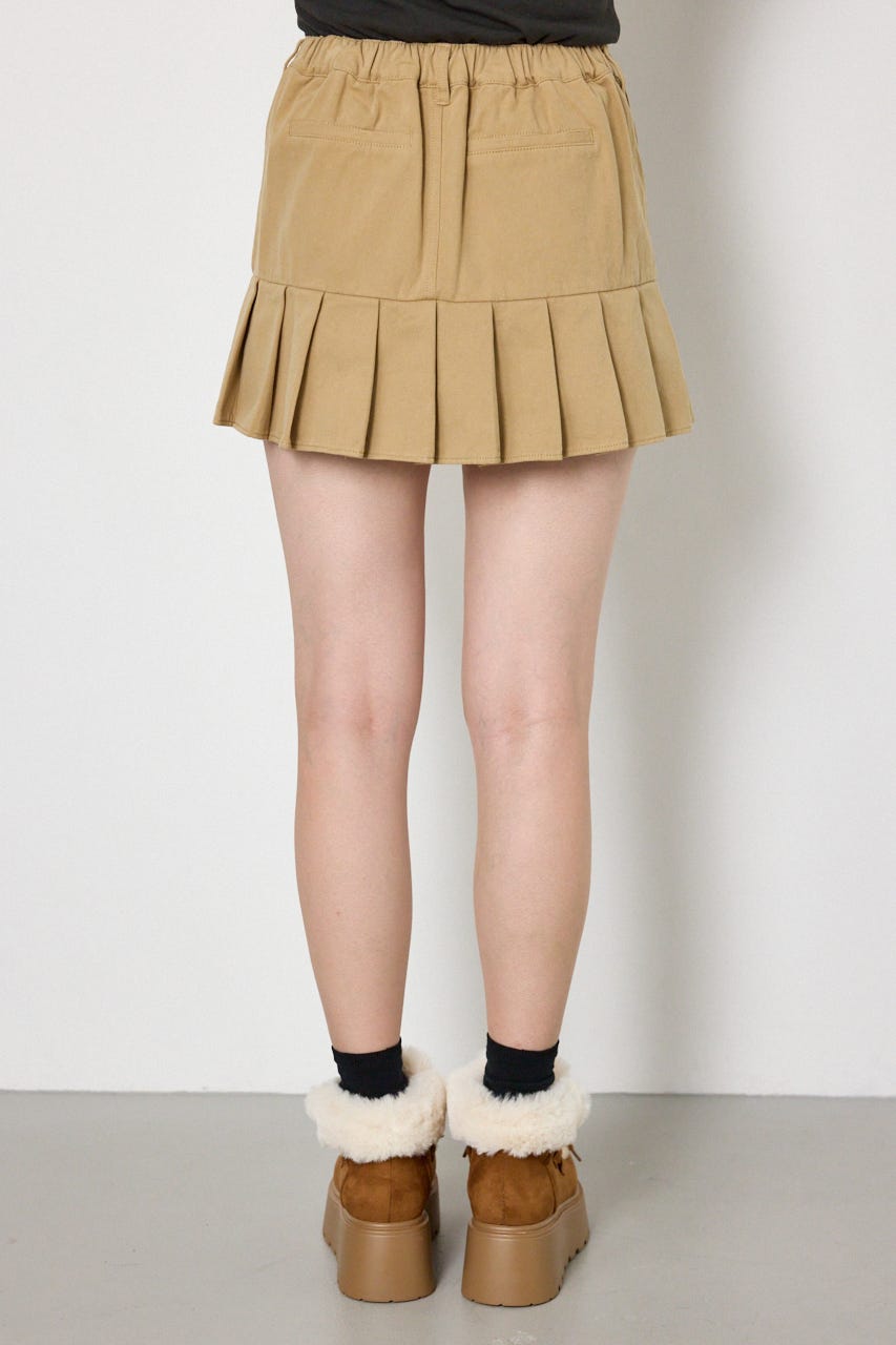ZIPポケットプリーツミニスカート BEG M