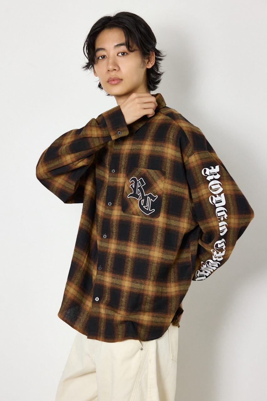 Gothic オンブレーチェックシャツ ORG L