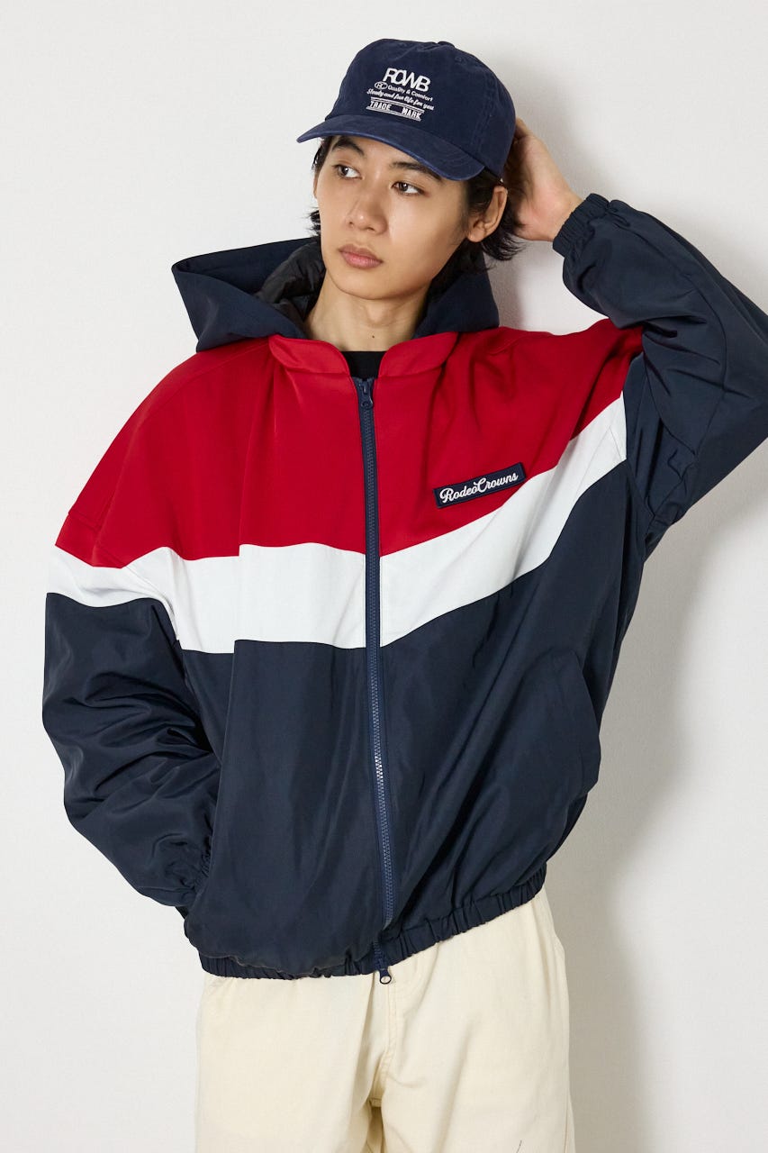 バイカラーフーディーブルゾン NVY L