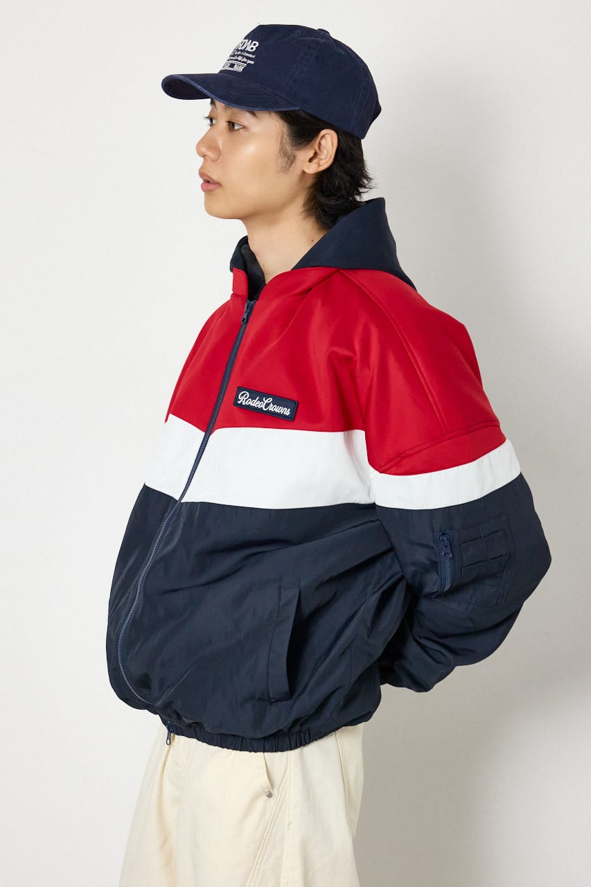 バイカラーフーディーブルゾン NVY L