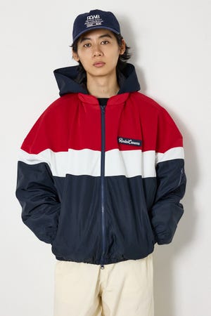 バイカラーフーディーブルゾン