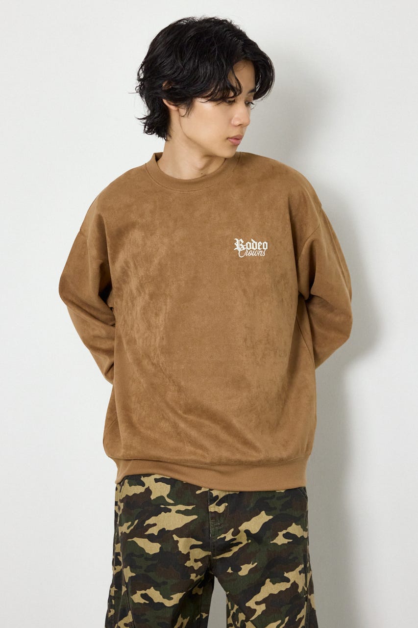 ポンチスエードバックロゴスウェット BRN L