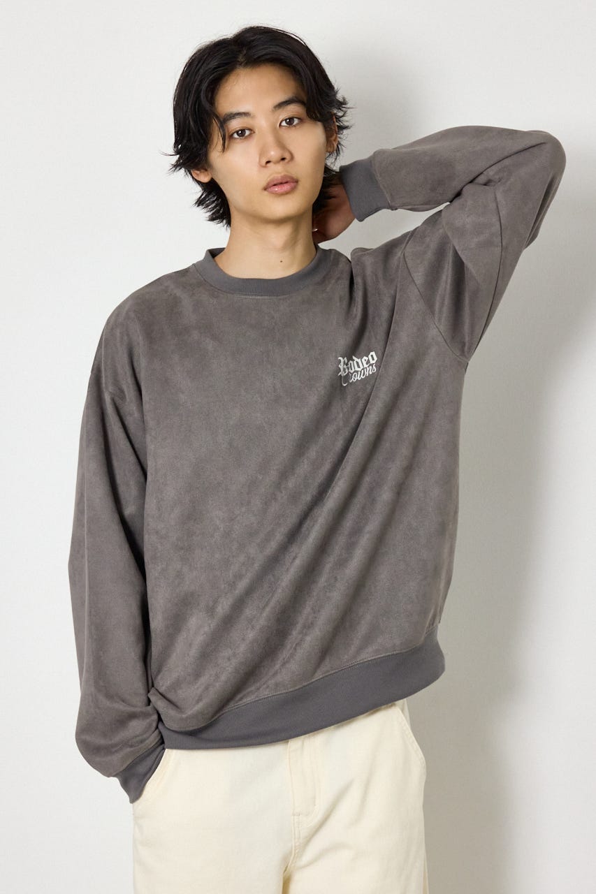 ポンチスエードバックロゴスウェット GRY M