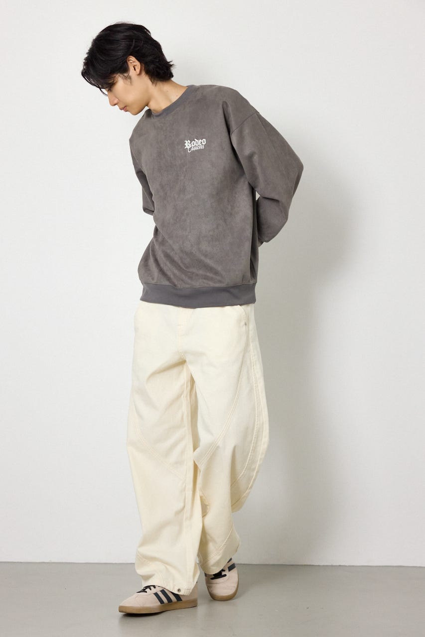 ポンチスエードバックロゴスウェット GRY M