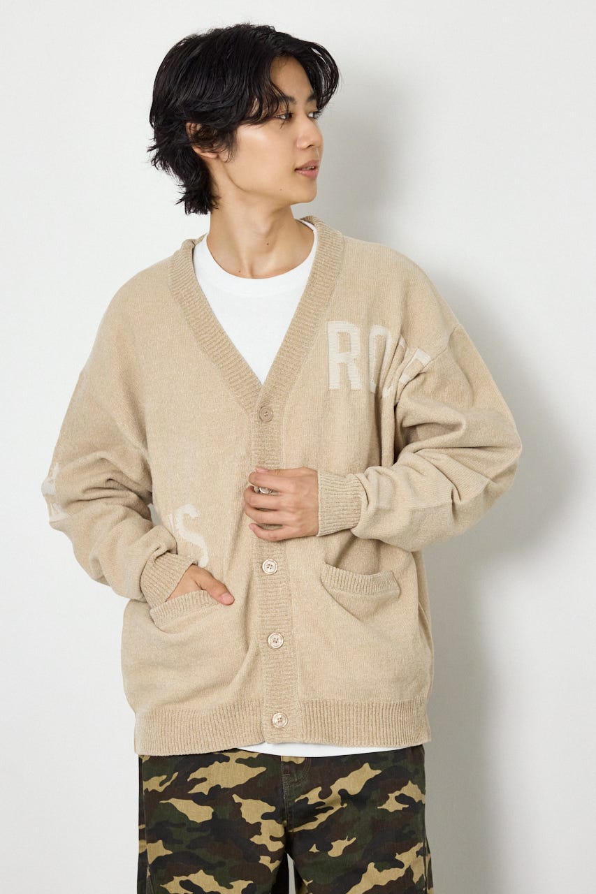 ランダムロゴモールカーディガン BEG L