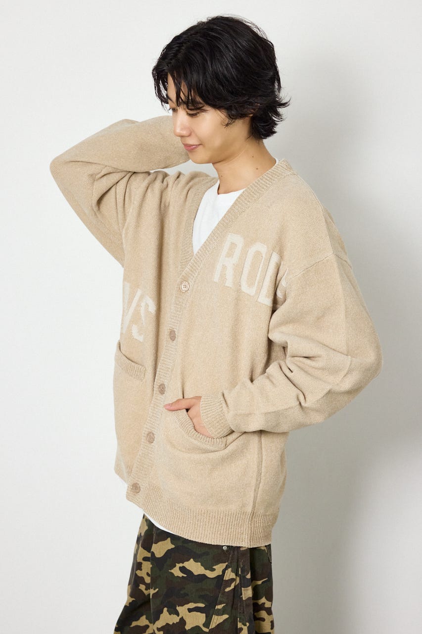 ランダムロゴモールカーディガン BEG L