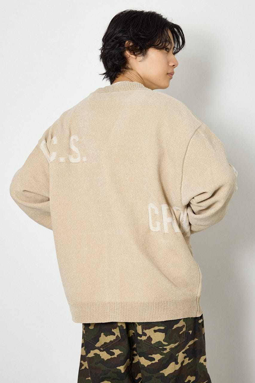 ランダムロゴモールカーディガン BEG L