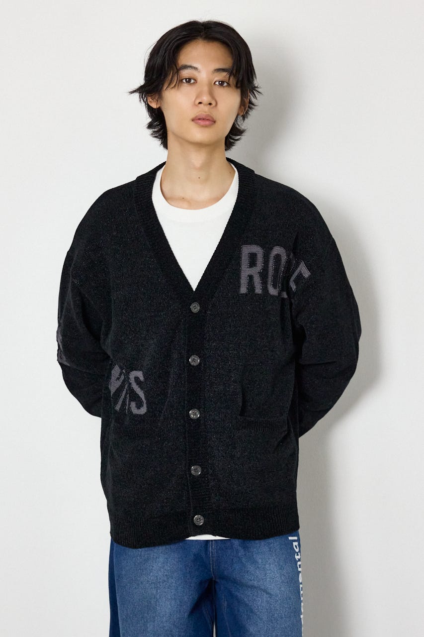 ランダムロゴモールカーディガン BLK M