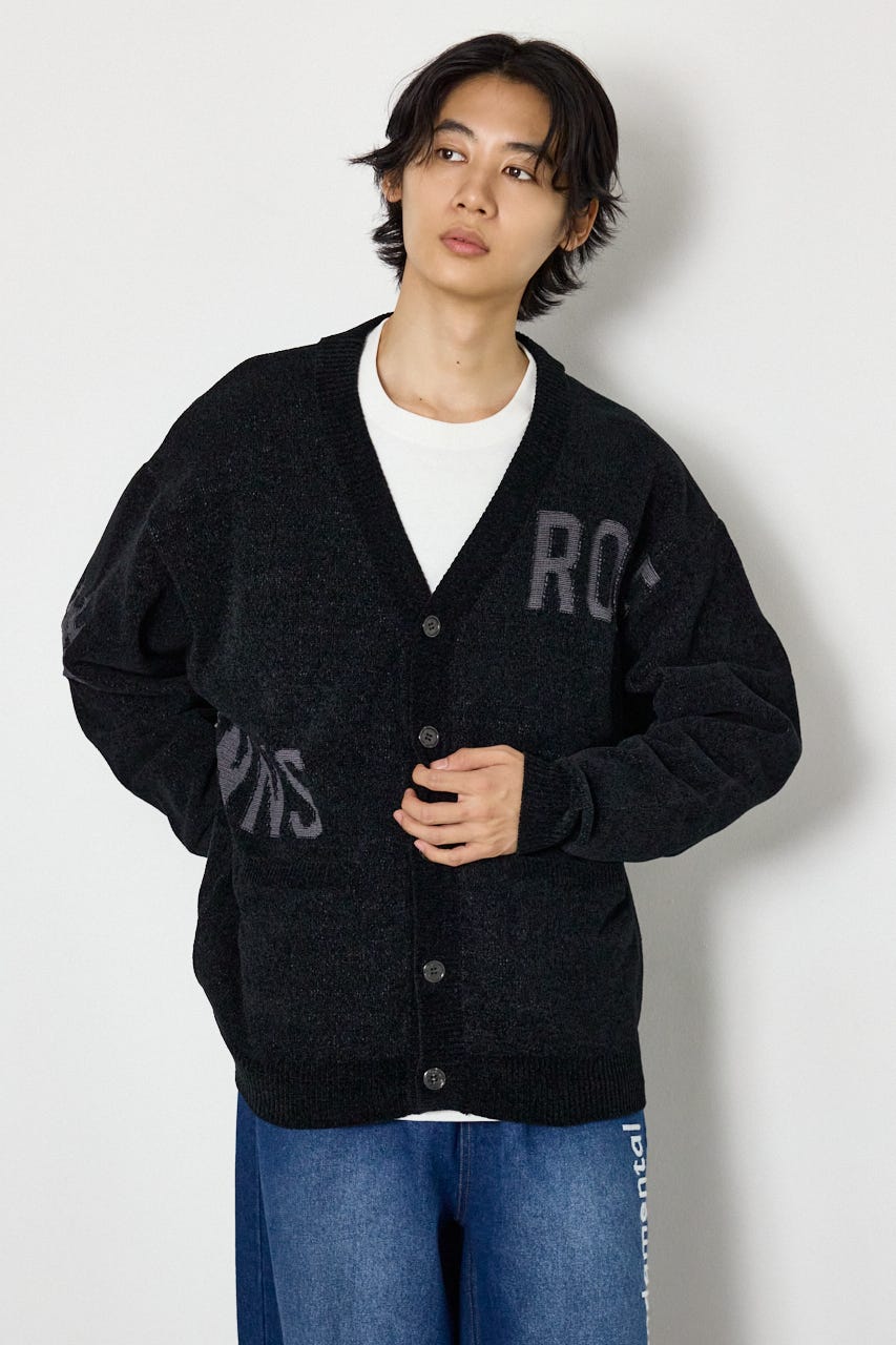 ランダムロゴモールカーディガン BLK M