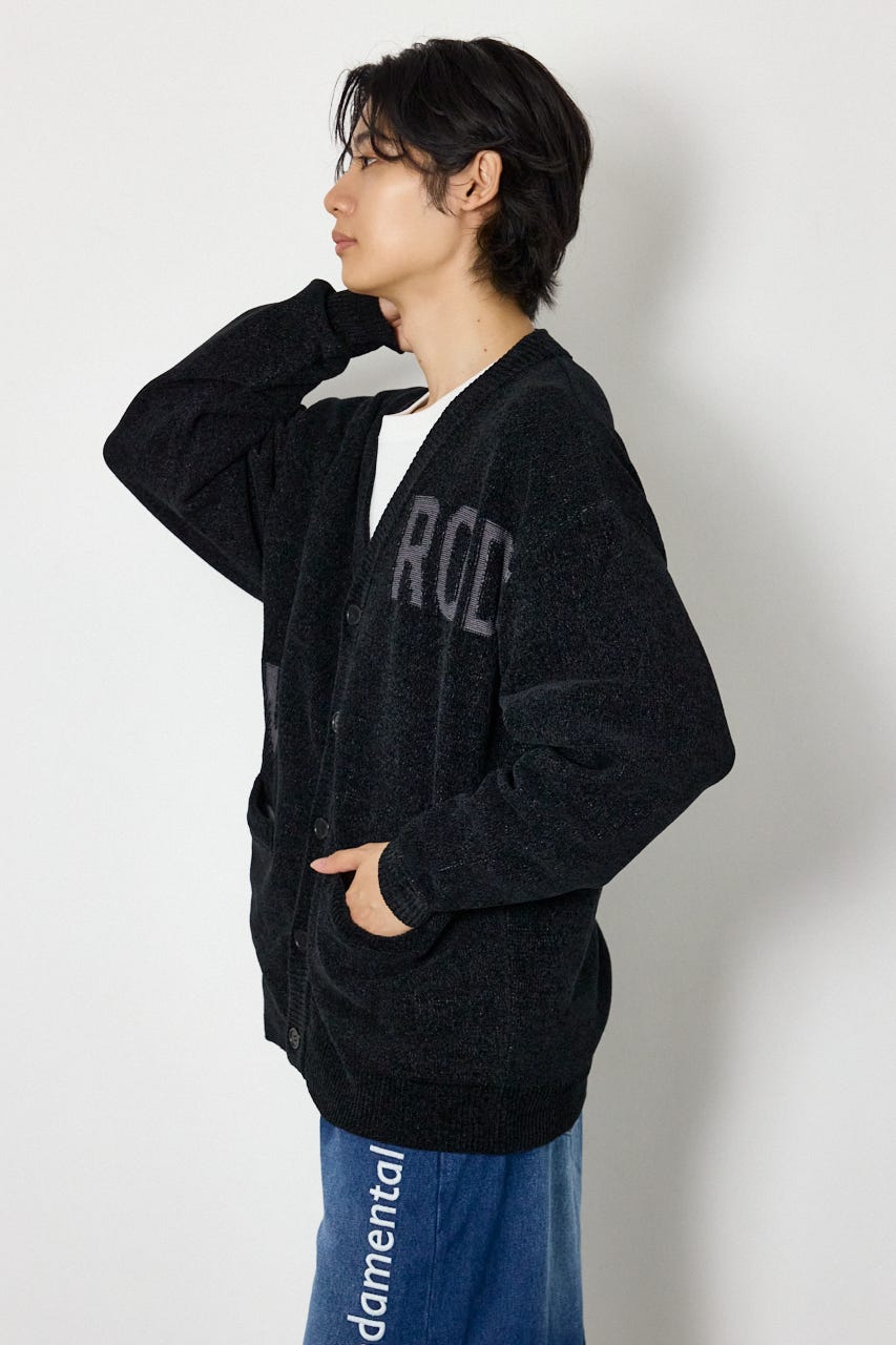 ランダムロゴモールカーディガン BLK M