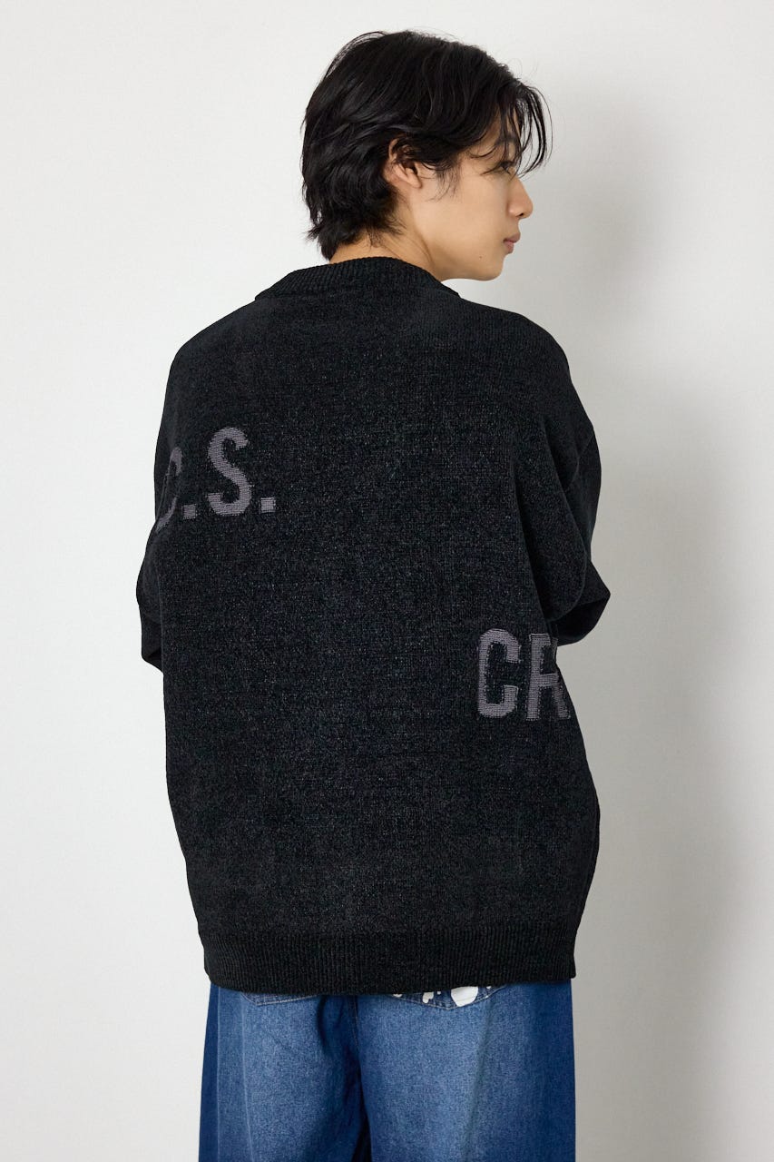 ランダムロゴモールカーディガン BLK M