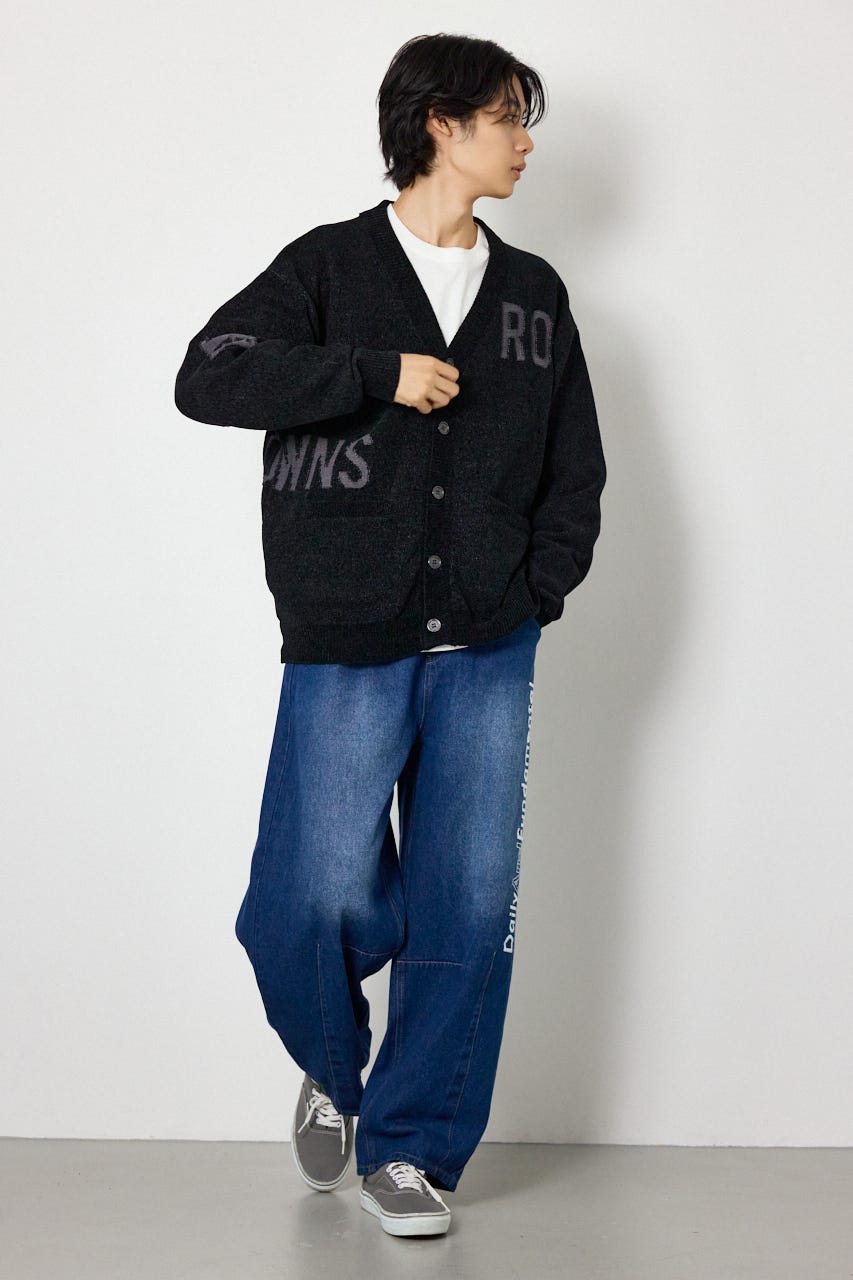 ランダムロゴモールカーディガン BLK M