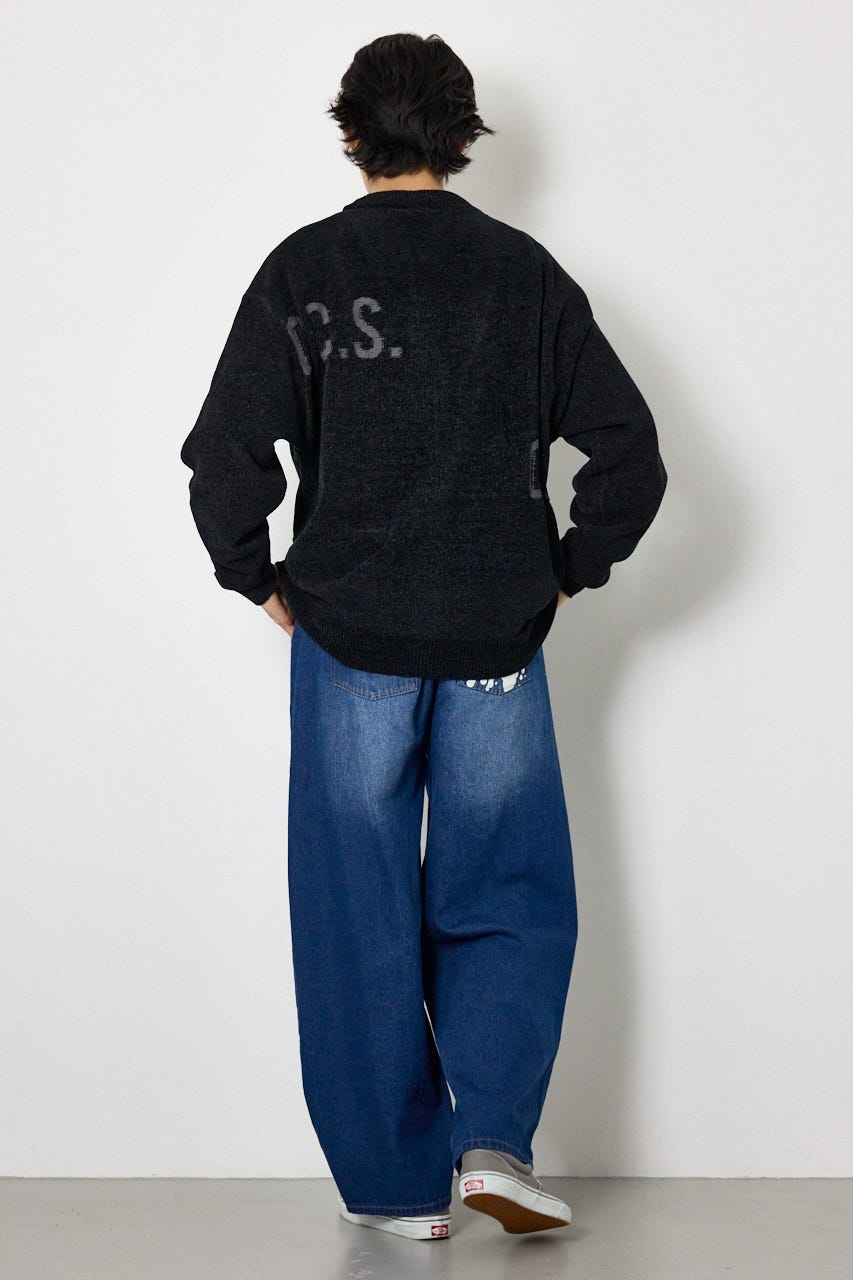 ランダムロゴモールカーディガン BLK M