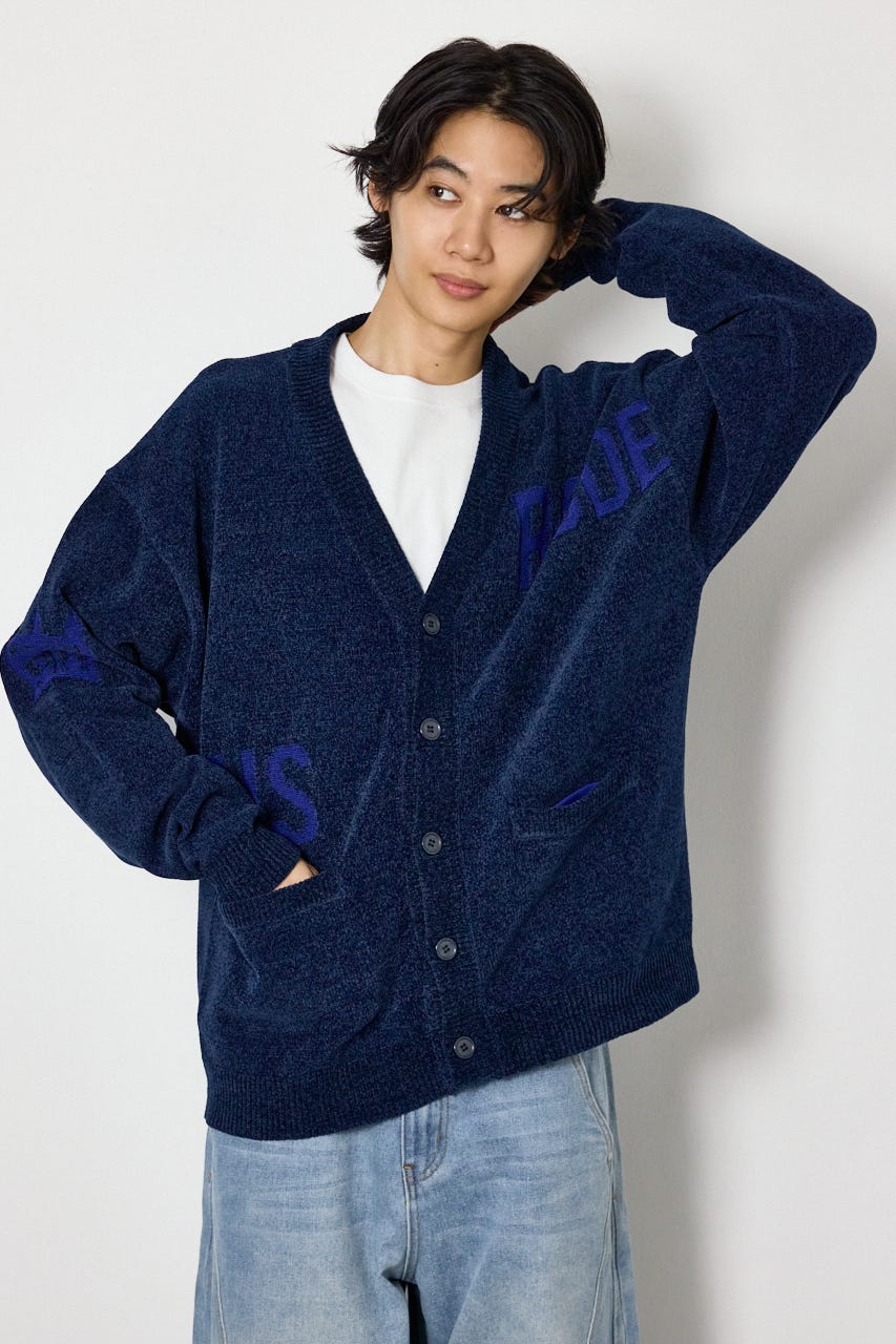 ランダムロゴモールカーディガン NVY L