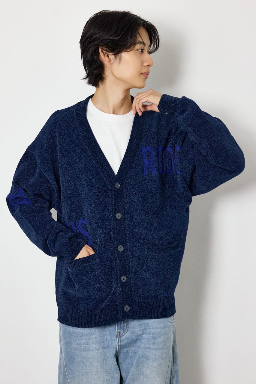 ランダムロゴモールカーディガン NVY L