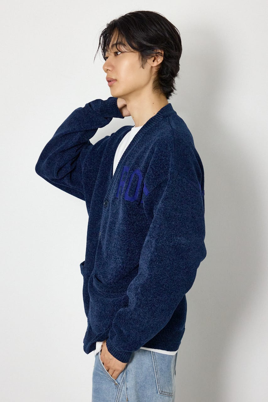 ランダムロゴモールカーディガン NVY L