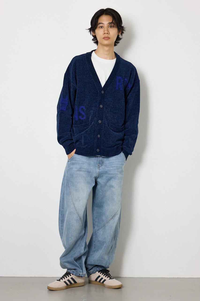 ランダムロゴモールカーディガン NVY L