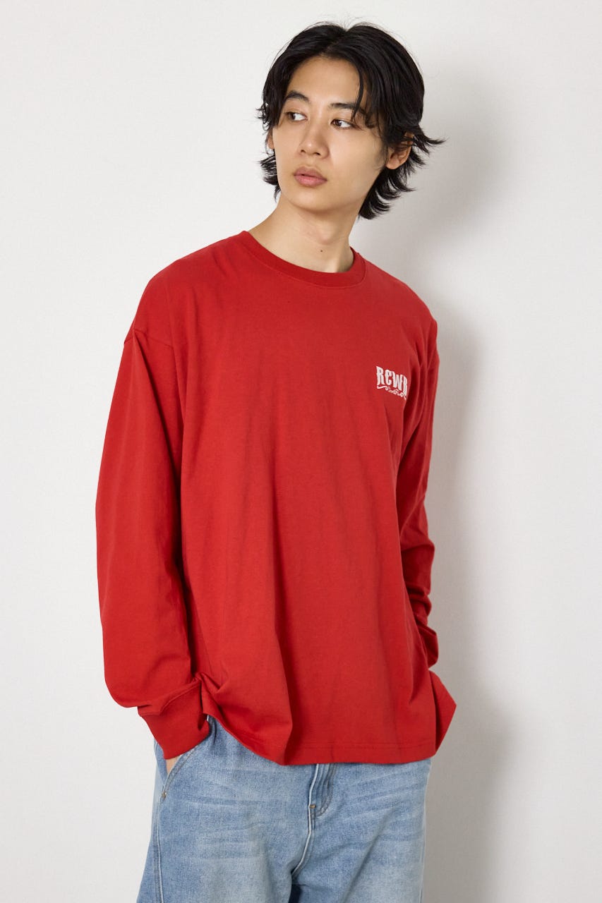 シールドロゴロングスリーブTシャツ RED M