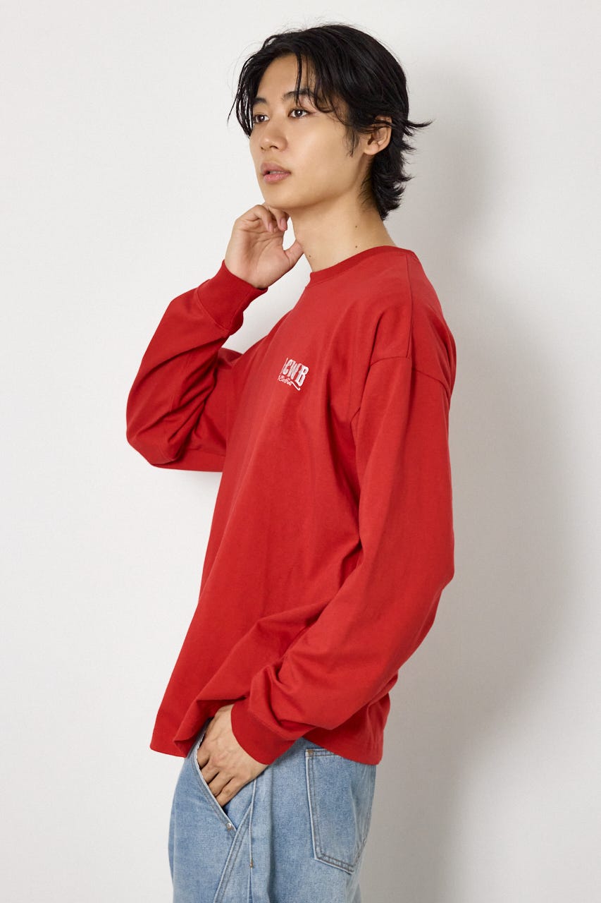 シールドロゴロングスリーブTシャツ RED M