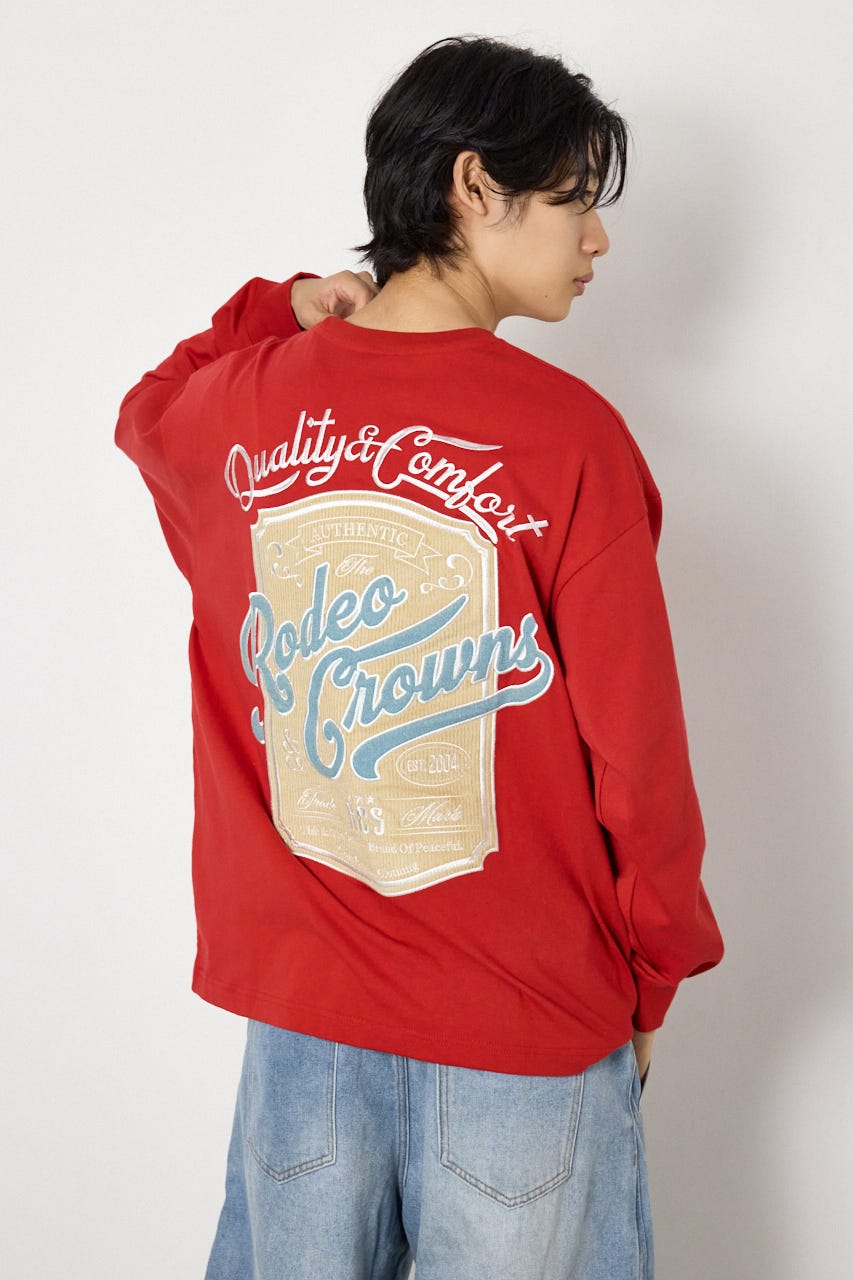 シールドロゴロングスリーブTシャツ RED M