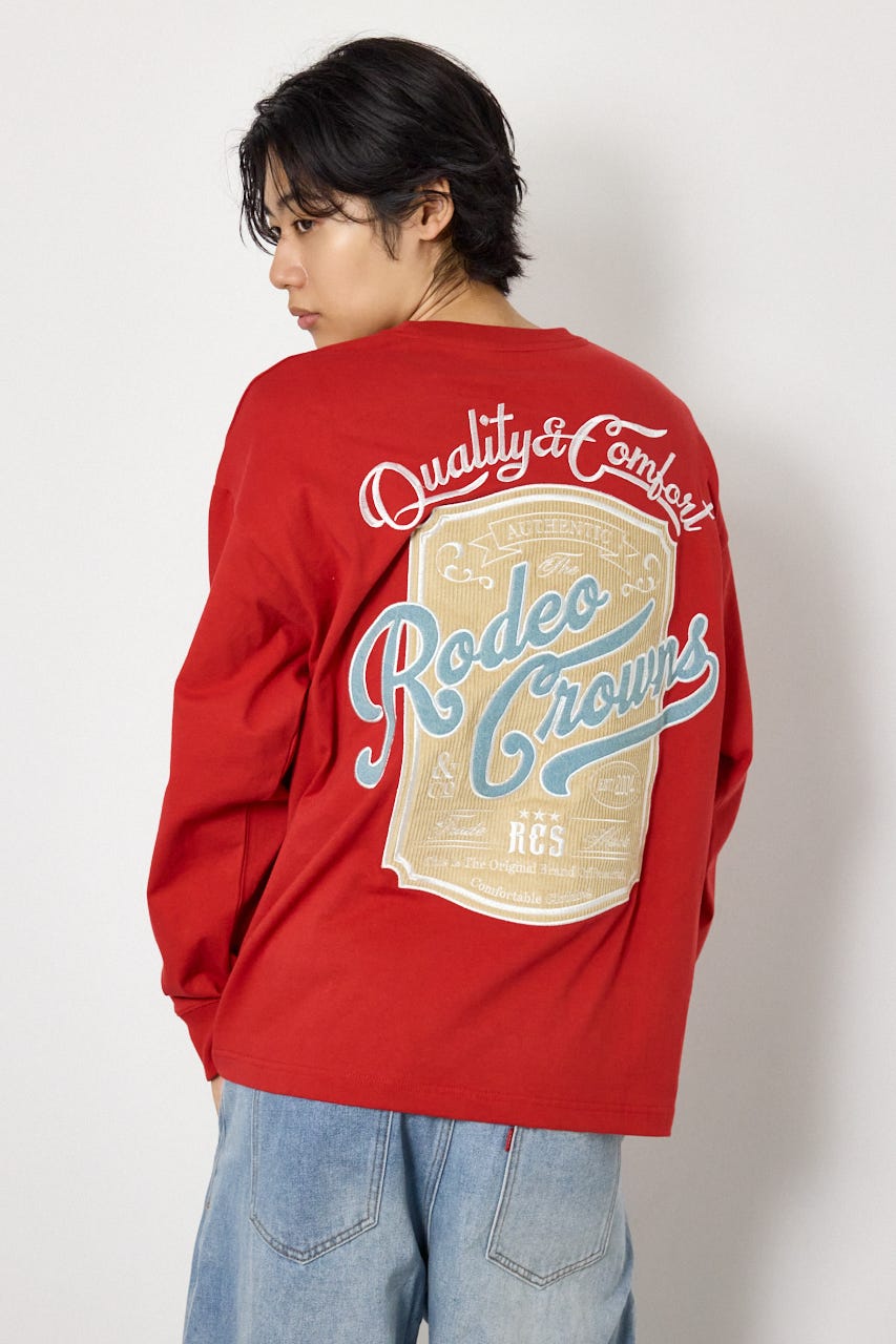 シールドロゴロングスリーブTシャツ RED M