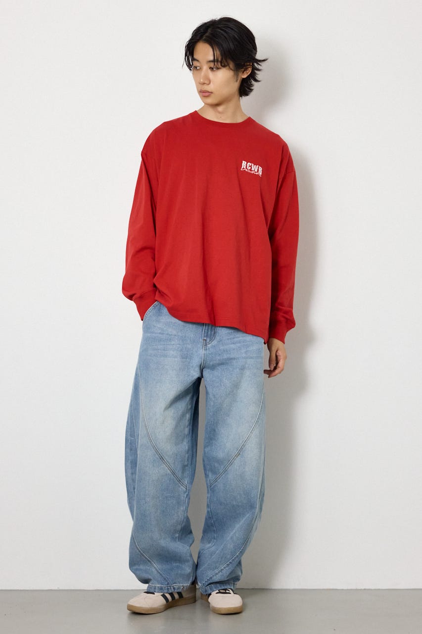 シールドロゴロングスリーブTシャツ RED M