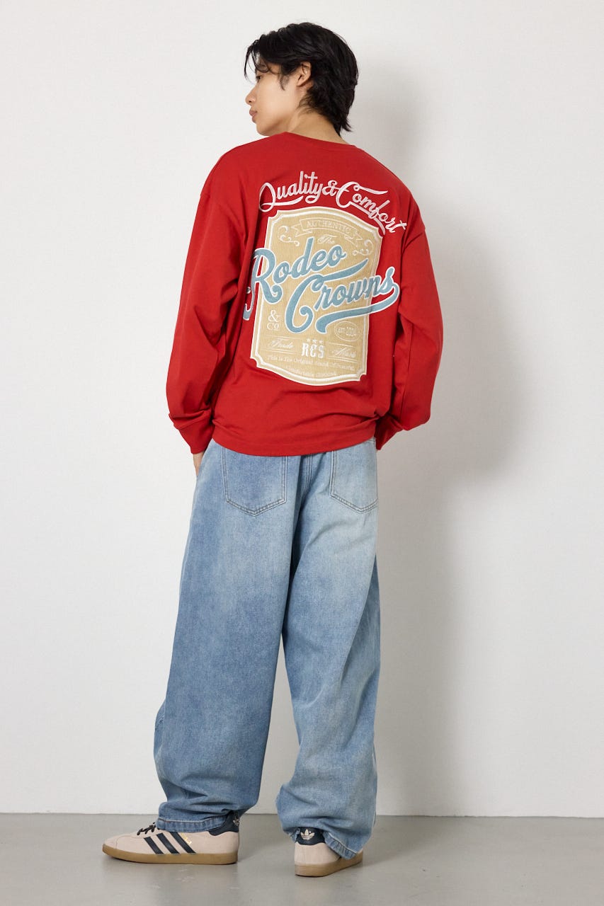 シールドロゴロングスリーブTシャツ RED M