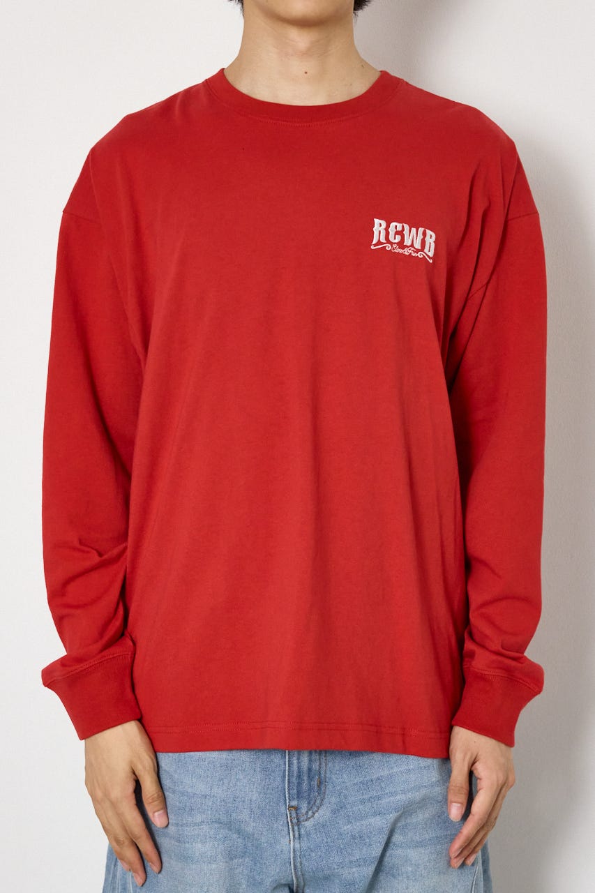 シールドロゴロングスリーブTシャツ RED M
