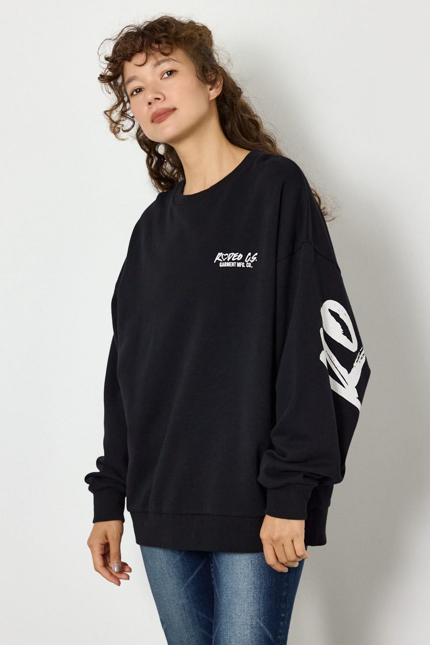 【UNISEX】ベアデニムアップリケスウェットトップス BLK FREE