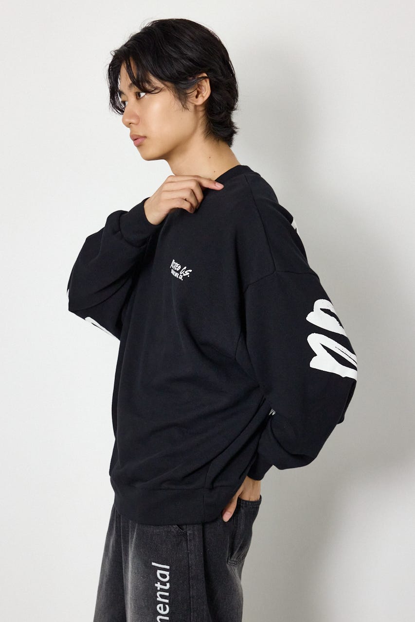 【UNISEX】ベアデニムアップリケスウェットトップス BLK FREE
