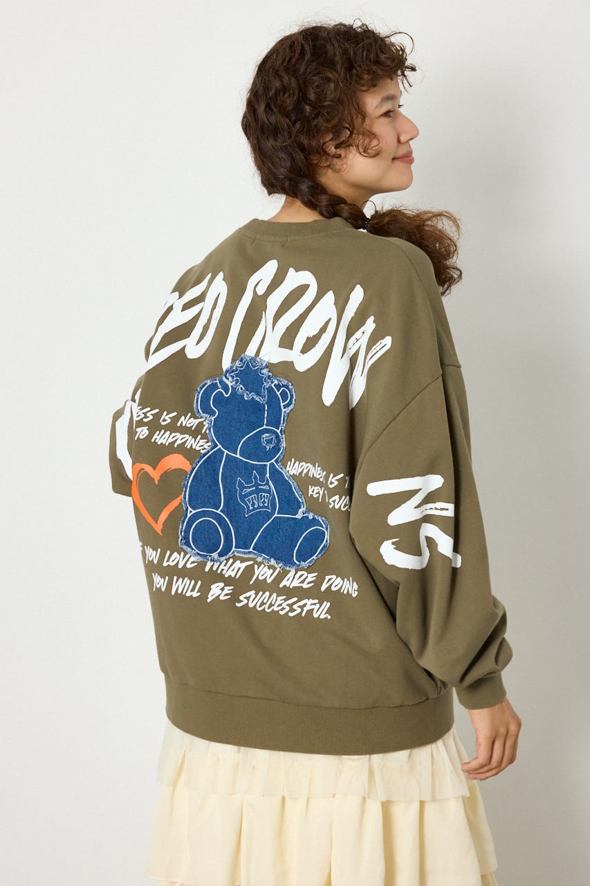 【UNISEX】ベアデニムアップリケスウェットトップス KHA FREE