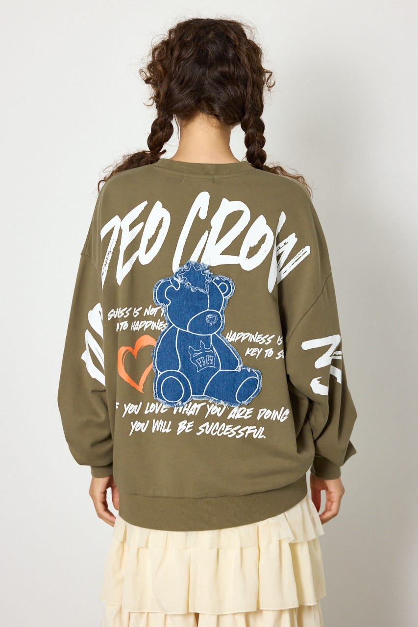 【UNISEX】ベアデニムアップリケスウェットトップス KHA FREE