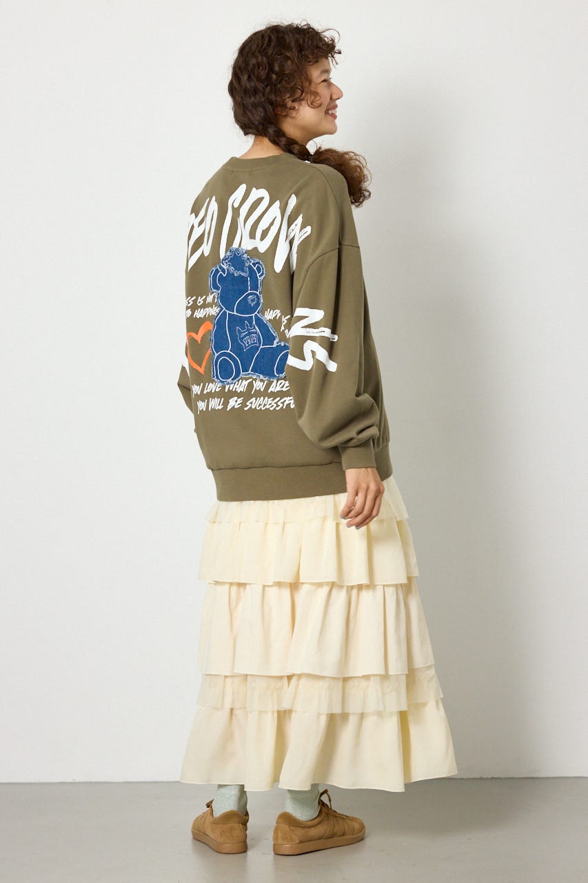【UNISEX】ベアデニムアップリケスウェットトップス KHA FREE