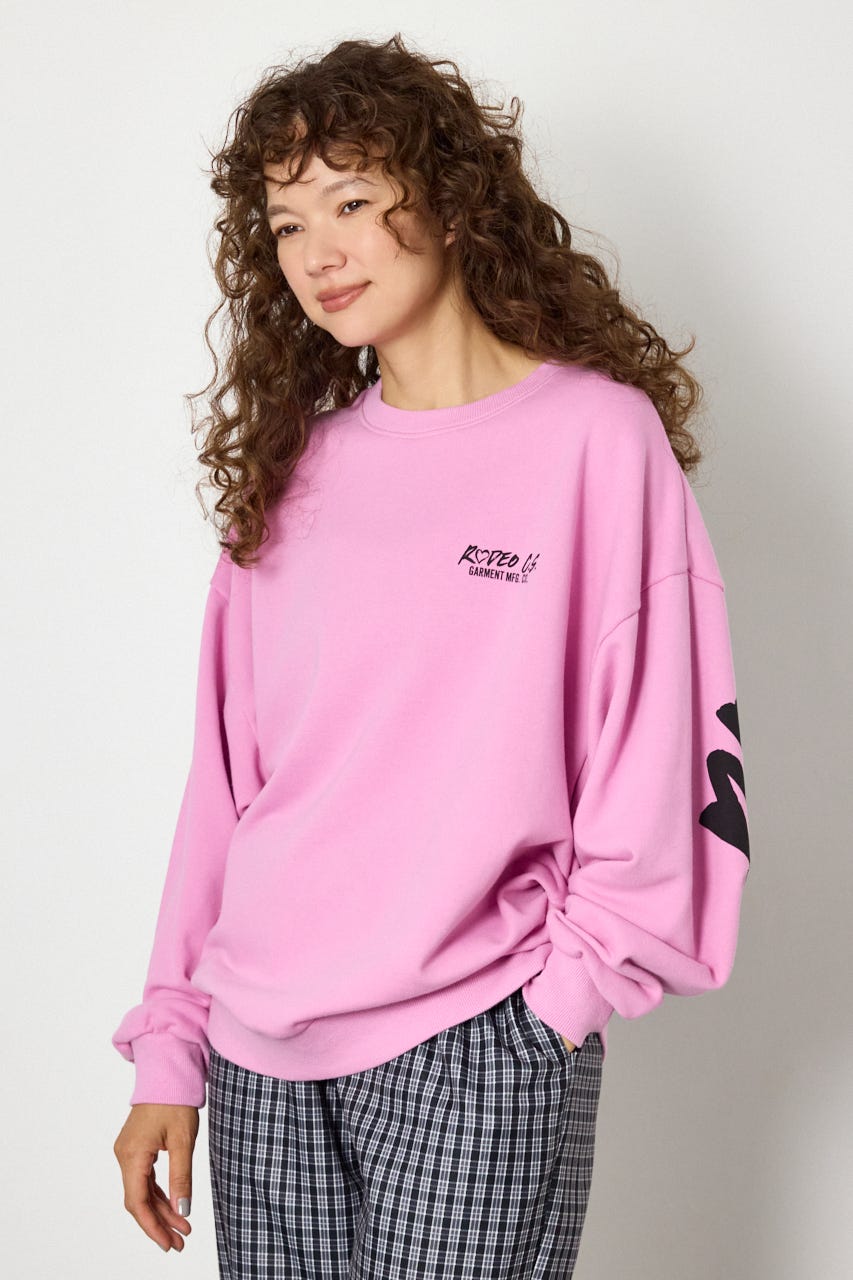 【UNISEX】ベアデニムアップリケスウェットトップス L/PNK FREE