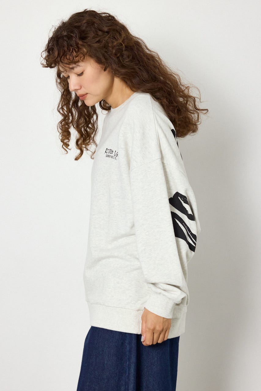 【UNISEX】ベアデニムアップリケスウェットトップス L/T.GRY FREE