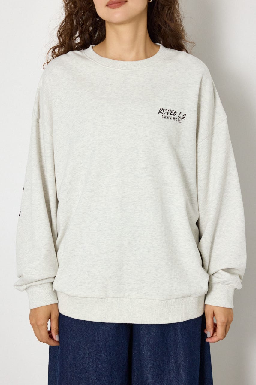 【UNISEX】ベアデニムアップリケスウェットトップス L/T.GRY FREE