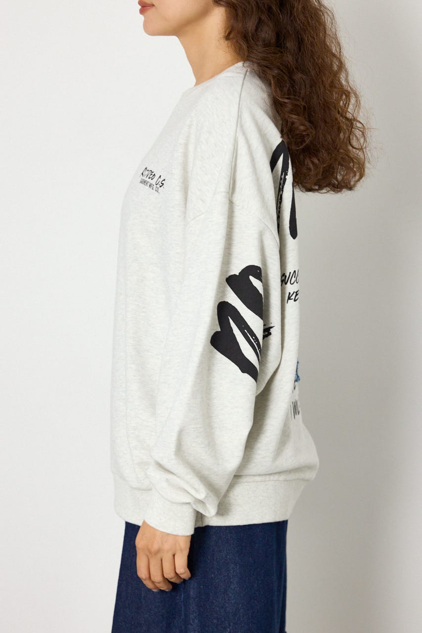 【UNISEX】ベアデニムアップリケスウェットトップス L/T.GRY FREE