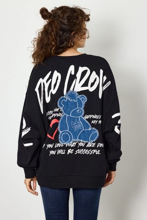【UNISEX】ベアデニムアップリケスウェットトップス
