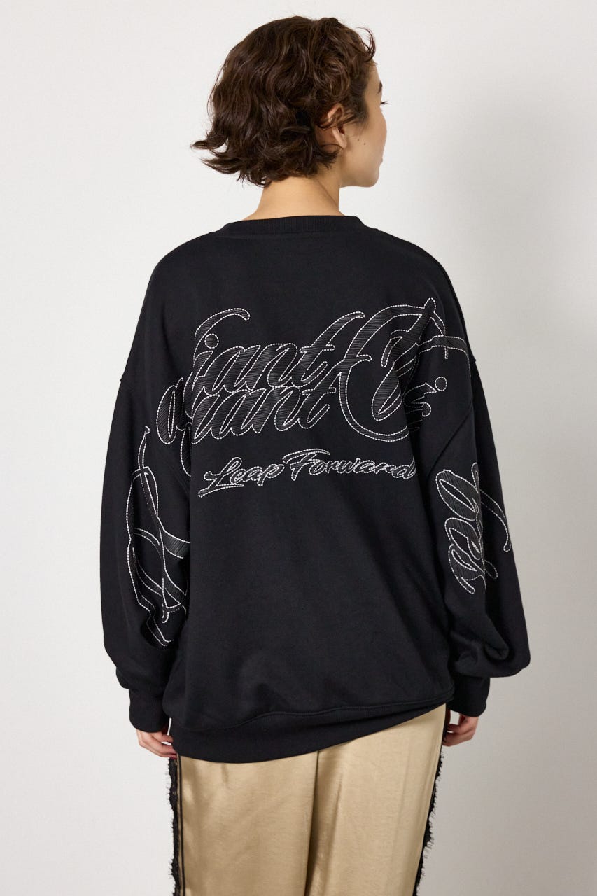 【UNISEX】leather look pt スウェットトップス BLK FREE