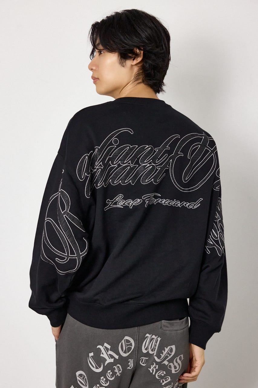 【UNISEX】leather look pt スウェットトップス BLK FREE